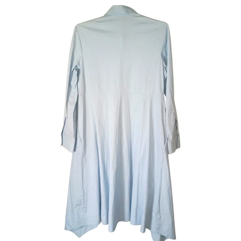 COS Light Blue Cotton High Low Hem Long Sleeve‎ Shirt Dress Size 6
